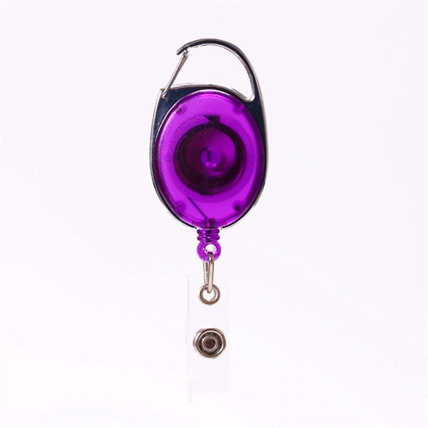 Front Concave Surface Oval Carabiner Badge Reel w/ Belt Clip