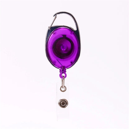 Front Concave Surface Oval Carabiner Badge Reel w/ Belt Clip
