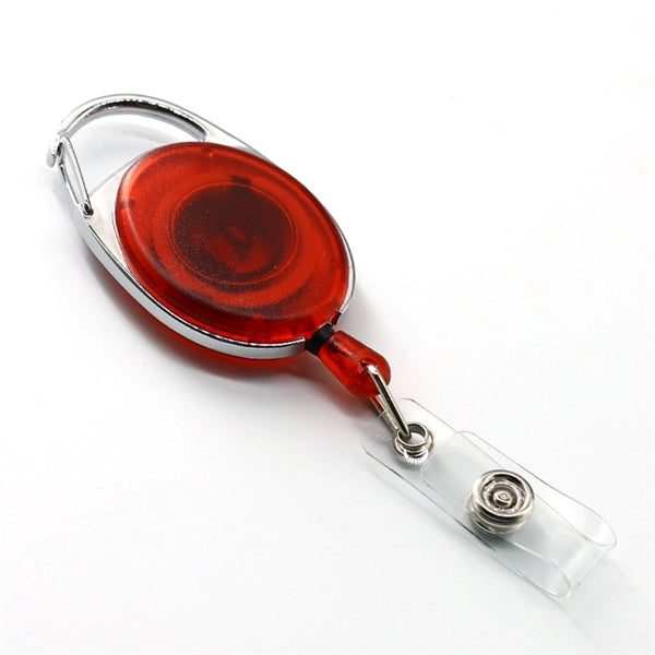 Front Concave Surface Oval Carabiner Badge Reel w/ Belt Clip