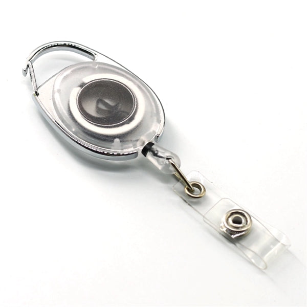 Front Concave Surface Oval Carabiner Badge Reel w/ Belt Clip