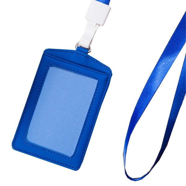 Double-Layer Pu Badge Lanyard Card Holder