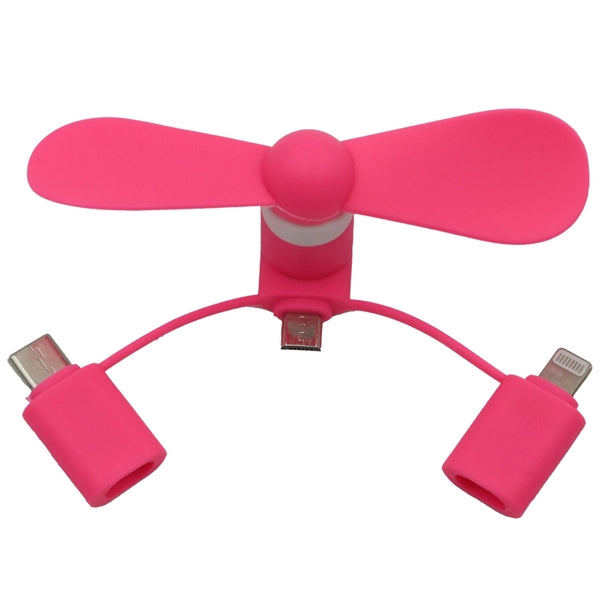 USB Mini fan with 3 in one connector with Type C