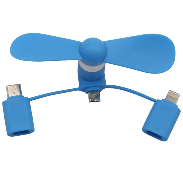 USB Mini fan with 3 in one connector with Type C