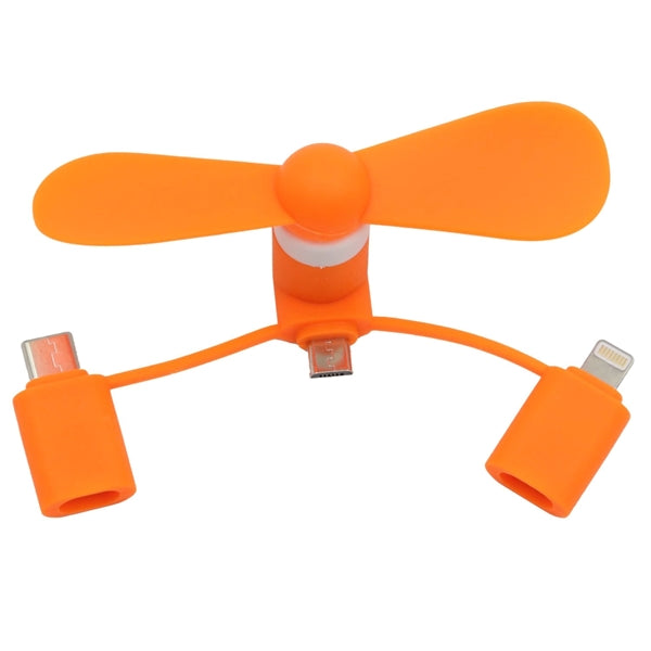 USB Mini fan with 3 in one connector with Type C