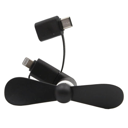 USB Mini fan with 3 in one connector with Type C
