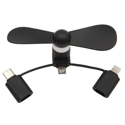 USB Mini fan with 3 in one connector with Type C