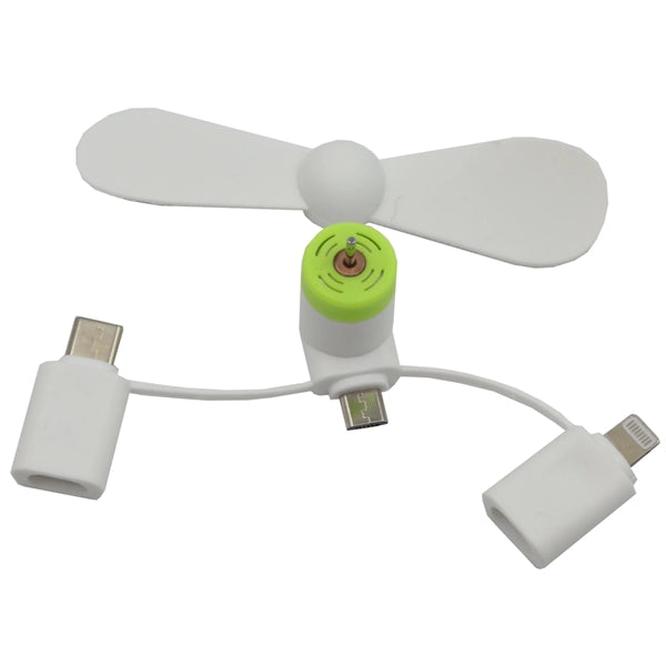 USB Mini fan with 3 in one connector with Type C