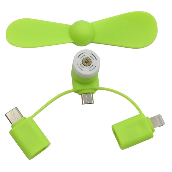 USB Mini fan with 3 in one connector with Type C