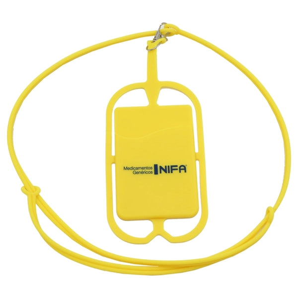 Silicone Phone Wallet w/ Lanyard adhesive card holder