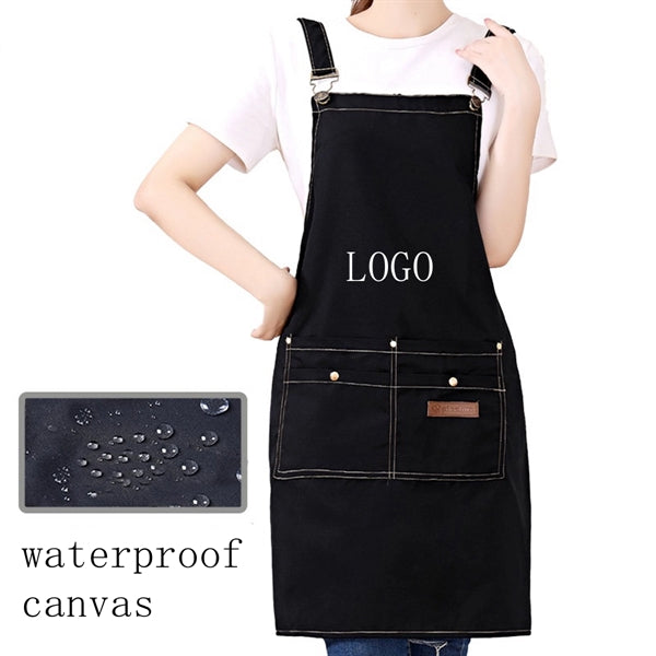 Work Apron Canvas Cross Back Straps Large Pockets