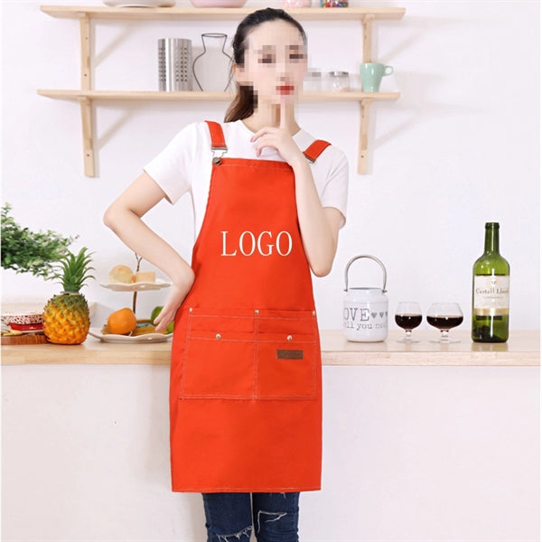 Work Apron Canvas Cross Back Straps Large Pockets