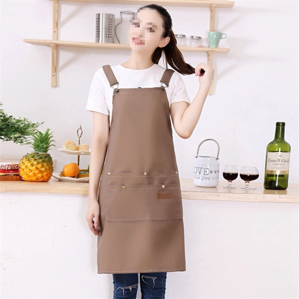 Work Apron Canvas Cross Back Straps Large Pockets