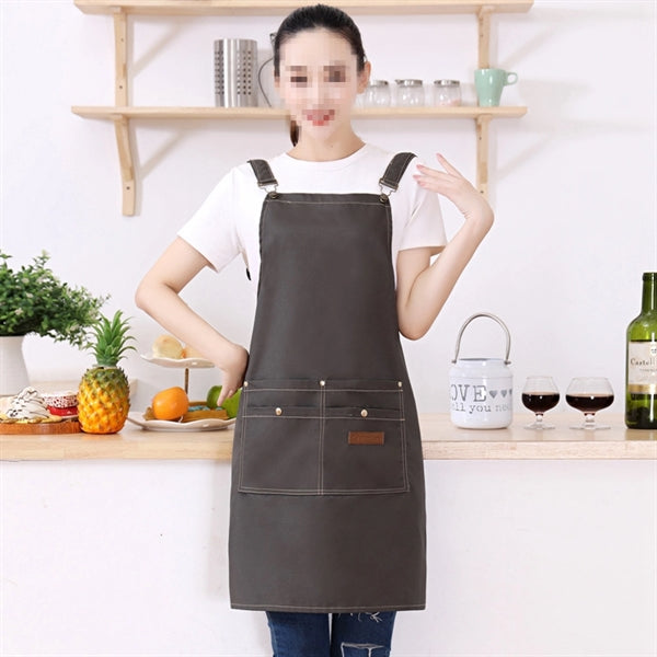 Work Apron Canvas Cross Back Straps Large Pockets
