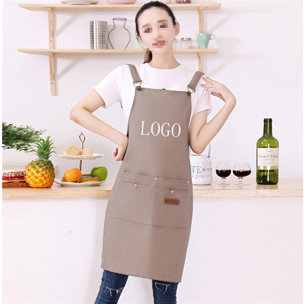 Work Apron Canvas Cross Back Straps Large Pockets