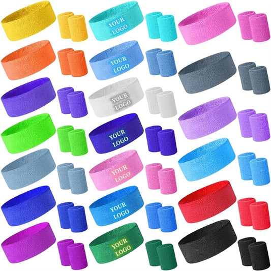 Unisex Solid Color Sports Headband Wristband Set