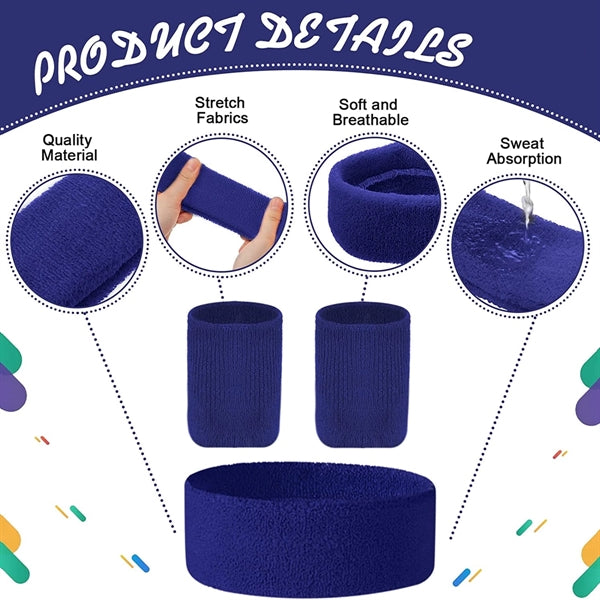 Unisex Solid Color Sports Headband Wristband Set