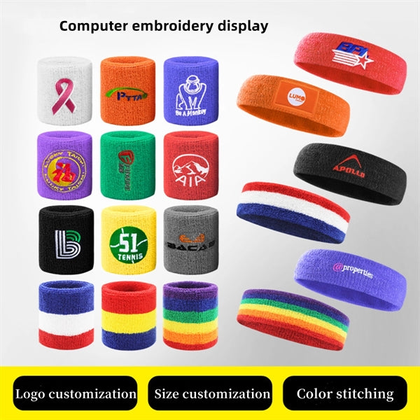 Unisex Solid Color Sports Headband Wristband Set