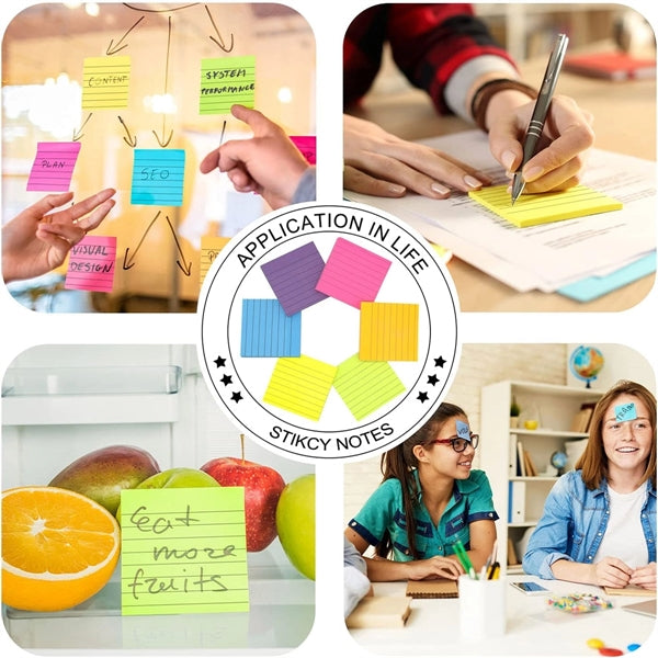 Colorful Super Sticking Power Lined Sticky Notes