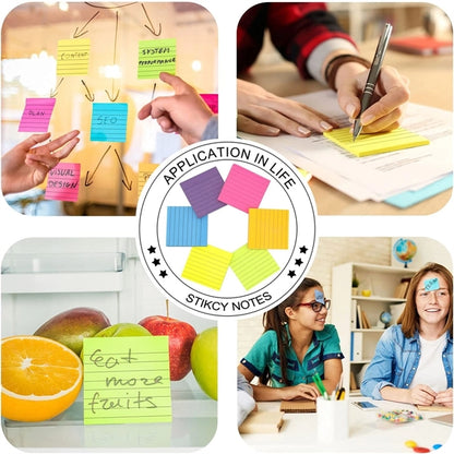 Colorful Super Sticking Power Lined Sticky Notes