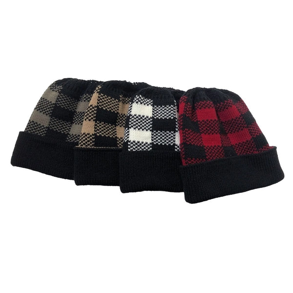 Lady Leopard Print Ponytail Knit Beanie Hat