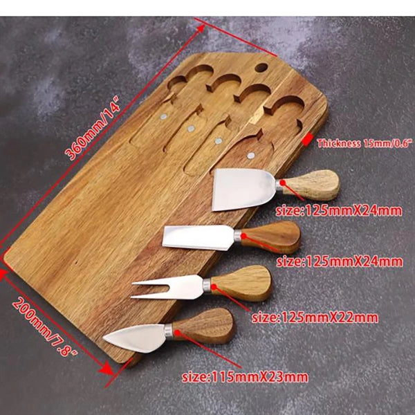 Cutting Board With Cheese Knife Set