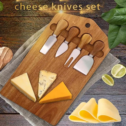 Cutting Board With Cheese Knife Set