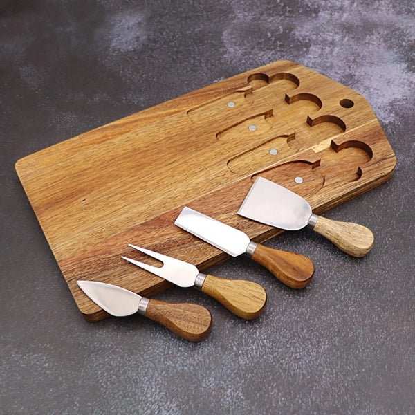 Cutting Board With Cheese Knife Set