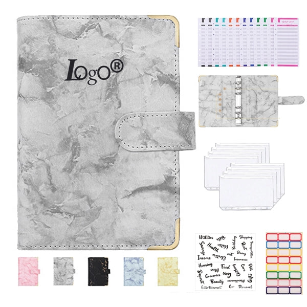 A6 Marble Color Notebook Binder Magnetic Buckle Closure