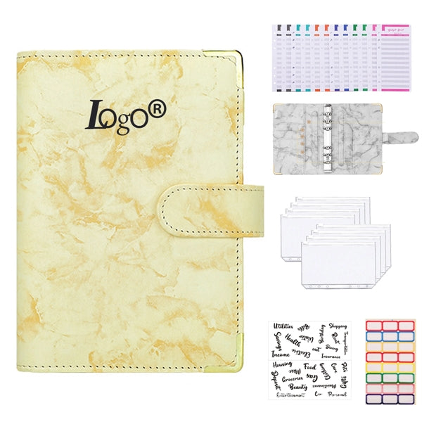 A6 Marble Color Notebook Binder Magnetic Buckle Closure