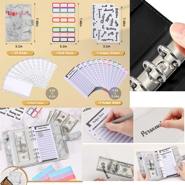 A6 Marble Color Notebook Binder Magnetic Buckle Closure