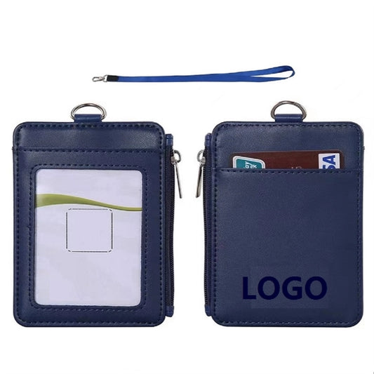 Leather Id Badge Holder With Lanyard