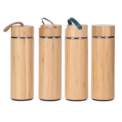 16Oz Leakproof Bamboo Stainless Steel Thermos