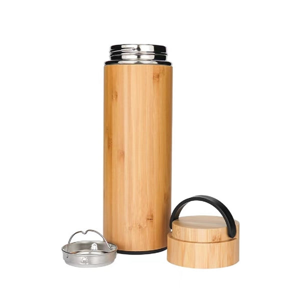 16Oz Leakproof Bamboo Stainless Steel Thermos