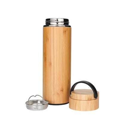 16Oz Leakproof Bamboo Stainless Steel Thermos