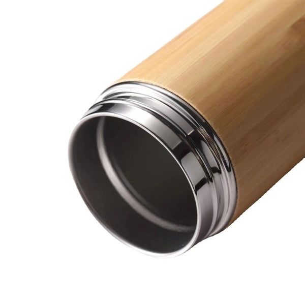 16Oz Leakproof Bamboo Stainless Steel Thermos