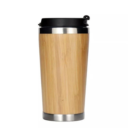 16oz Stainless Steel Bamboo Travel Mug