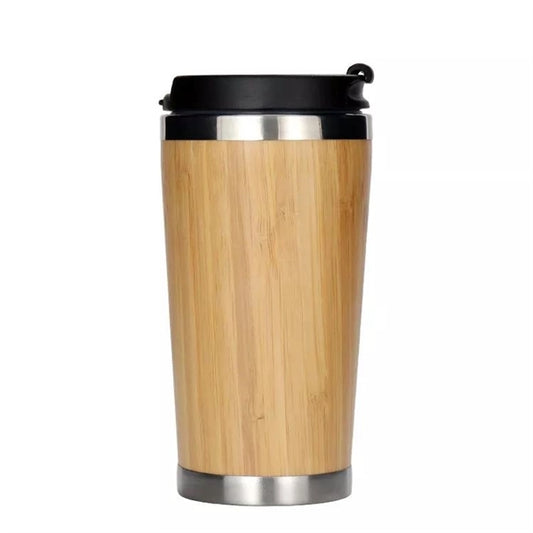 16oz Stainless Steel Bamboo Travel Mug