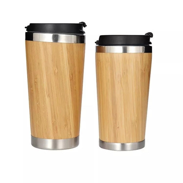 16oz Stainless Steel Bamboo Travel Mug