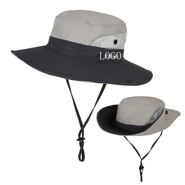 Outdoor Boonie Bucket Hat Wide Brim Ponytail Mesh Sun Cap