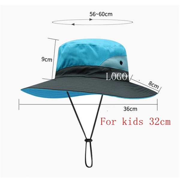 Outdoor Boonie Bucket Hat Wide Brim Ponytail Mesh Sun Cap