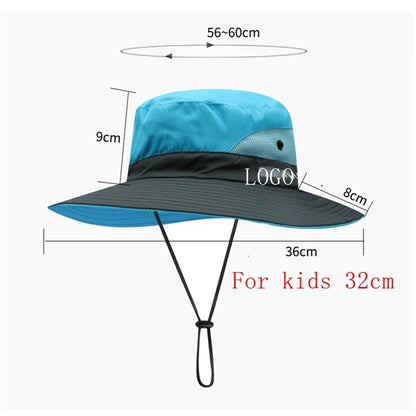 Outdoor Boonie Bucket Hat Wide Brim Ponytail Mesh Sun Cap
