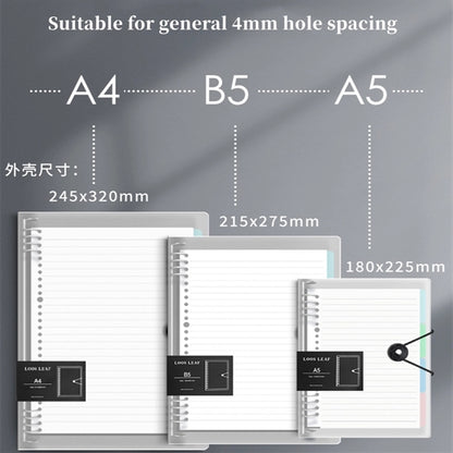 A4 Transparent Loose Leaf Binder Notebook