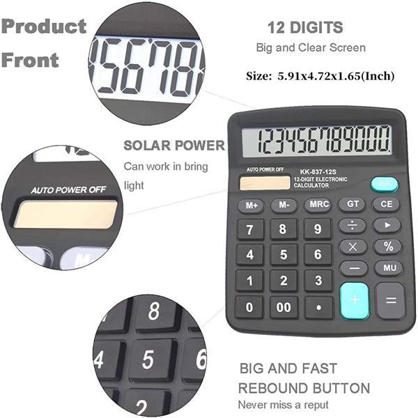 12-Digit Dual Power Desktop Calculator