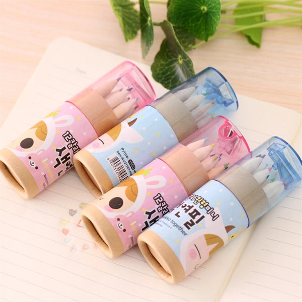 Cartoon Colored Pencil Set With Sharpener