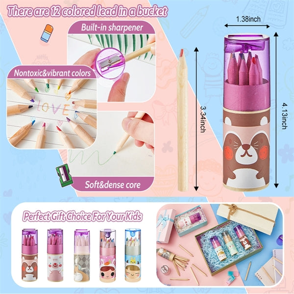 Cartoon Colored Pencil Set With Sharpener