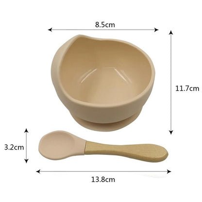 Baby Silicone Bowl Set With Wooden Spoon