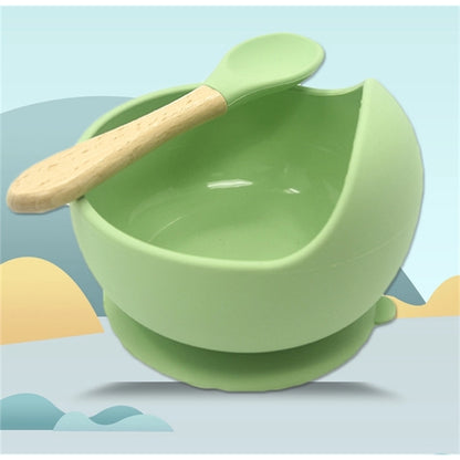 Baby Silicone Bowl Set With Wooden Spoon