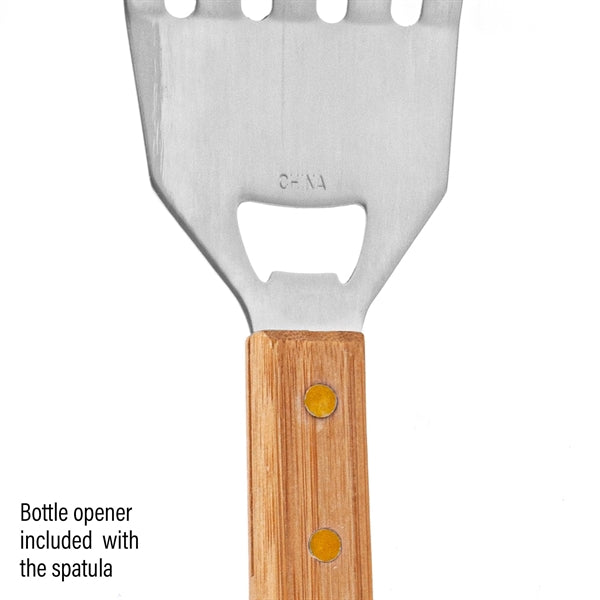 3-Piece BBQ Grill Utensil Set with Bamboo Case