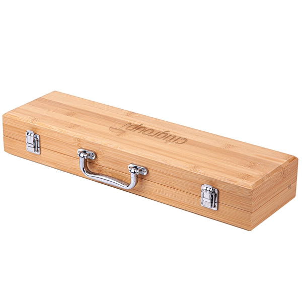 3-Piece BBQ Grill Utensil Set with Bamboo Case