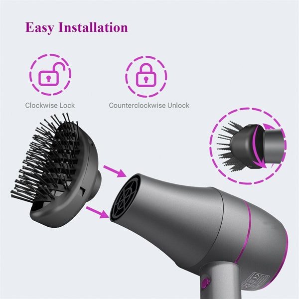Hair Dryer With Nozzle Brush And Comb Concentrator